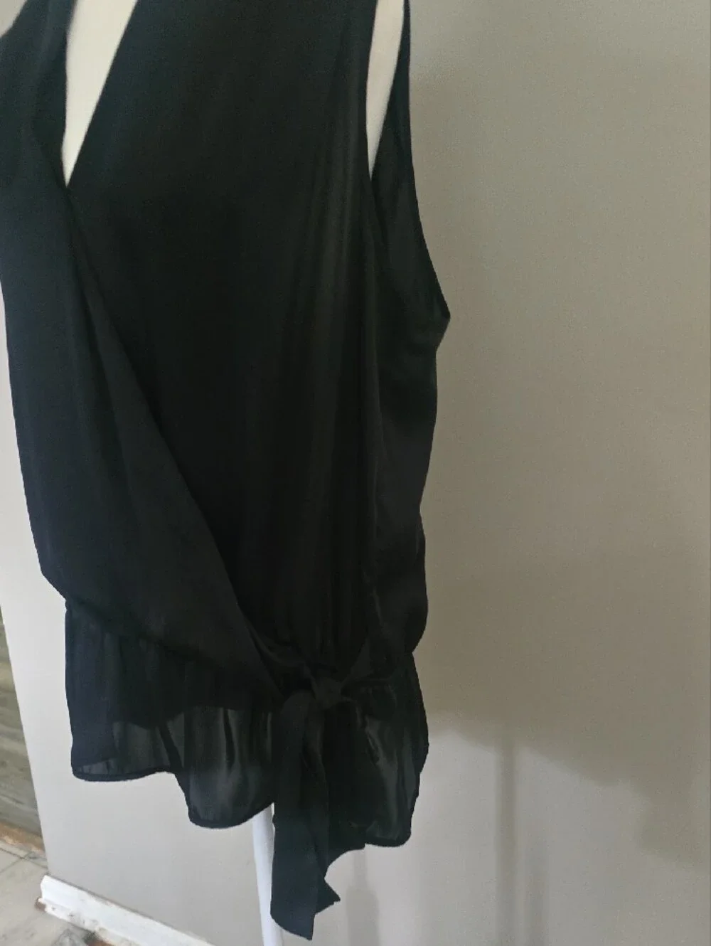 Michael Kors Black Sleeveless Wrap-Front Blouse